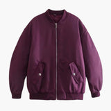 Women’s Plus-Size Bomber Jacket with Zip and Side Pockets