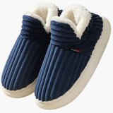 Women’s Plush Slippers with Ribbed Surface and Inner Lining