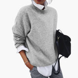 Women’s Pullover Sweater with Crew Neck and Long Sleeves