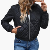 Women’s Quilted Bomber Jacket with Full-Zip Closure