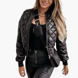 Women’s Quilted Bomber Jacket with Zip and Side Pockets