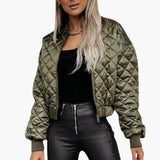 Women’s Quilted Bomber Jacket with Zip and Side Pockets