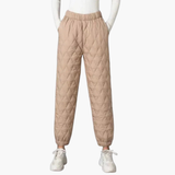 Women’s Quilted Jogger Trousers with Elastic Waist and Cuffed Hem