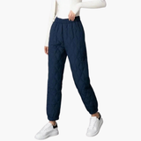 Women’s Quilted Jogger Trousers with Elastic Waist and Cuffed Hem
