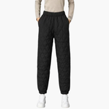 Women’s Quilted Jogger Trousers with Elastic Waist and Cuffed Hem