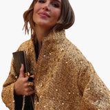 Women's Sequin Bomber Jacket - Sparkling Design