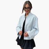 Women's Sequin Bomber Jacket - Sparkling Design