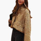 Women's Sequin Bomber Jacket - Sparkling Design
