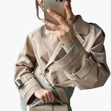 Women’s Short Trench Coat with Belted Waist