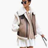 Women’s Sleeveless Vest with Faux Shearling Lining