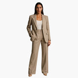 Women's Suit Set with Blazer and Wide Leg Trousers