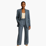 Women's Suit Set with Blazer and Wide Leg Trousers