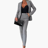 Women’s Suit Set with Double-Breasted Blazer and Straight-Leg Trousers