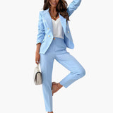 Women’s Suit Set with Double-Breasted Blazer and Straight-Leg Trousers