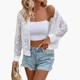 Women’s Transparent Bomber Jacket with Floral Embroidery