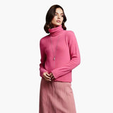 Women's Turtleneck Sweater with Ribbed Neck and Long Sleeves