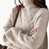 Women’s Turtleneck Sweater with Woven Knit Surface