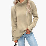 Women’s Turtleneck Sweater with Button Cuffs