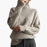 Women’s Turtleneck Sweater with Ribbed Knit and Long Sleeves