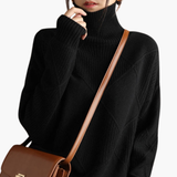 Women’s Turtleneck Sweater with Ribbed Knit and Long Sleeves