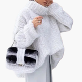 Women's Turtleneck Sweater with Ribbed Knit and Wide Sleeves