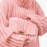 Women's Turtleneck Sweater with Ribbed Knit and Wide Sleeves