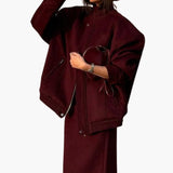 Women’s Varsity Bomber Jacket with Snap Button Closure and Side Pockets