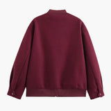 Women’s Varsity Bomber Jacket with Snap Button Closure and Side Pockets
