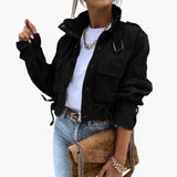 Women’s Zip-Up Bomber Jacket with Ribbed Hem