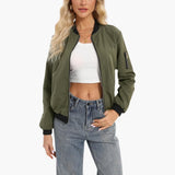 Women’s Zip-Up Bomber Jacket with Ribbed Trim