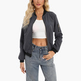 Women’s Zip-Up Bomber Jacket with Ribbed Trim