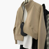 Women’s Bomber Jacket with Pockets and Zipper Closure