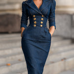 Brookelyn Denim Midi Dress Blue