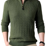 The Wells Cable-knit Quarter Zip Sweater