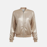 Women’s Bomber Jacket with Elastic Cuffs and Side Pockets