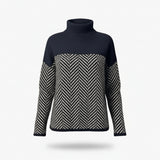 Women’s Knit Sweater with Stand Collar and Patterned Surface