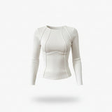 Women Top with Crew Neck and Piping