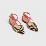 Zebra print cross-strap flats