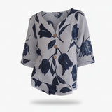 Women's Floral Print Blouse – Summer V-Neck Top