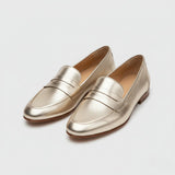 Shiny light gold loafer