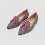 Pointed loafer with fluo fringes