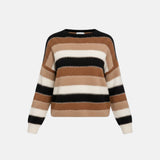 Women's Pullover with Round Neck and Striped Surface