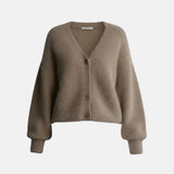 Women’s Button-Front Knit Cardigan with Ribbed Trim