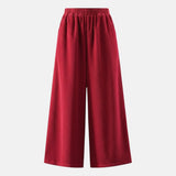 Women's Corduroy Trousers with Button Closure and Straight Leg