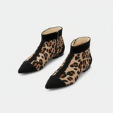 Leopard print ankle boot with pointed toe