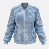 Women’s Bomber Jacket with Zipper and Textured Surface