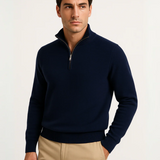 The Guildford Men's Old Money Half-Zip Navy Blue Sweater