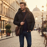 The Brookhaven Men’s Warm Hooded Winter Puffer Coat with Zipper Pockets