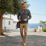 The Saturnia Men’s Waffle Knit Polo Sweater with Plaid Collar