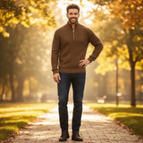 The Edinburgh Men’s Quarter Zip Ribbed Knit Casual Sweater